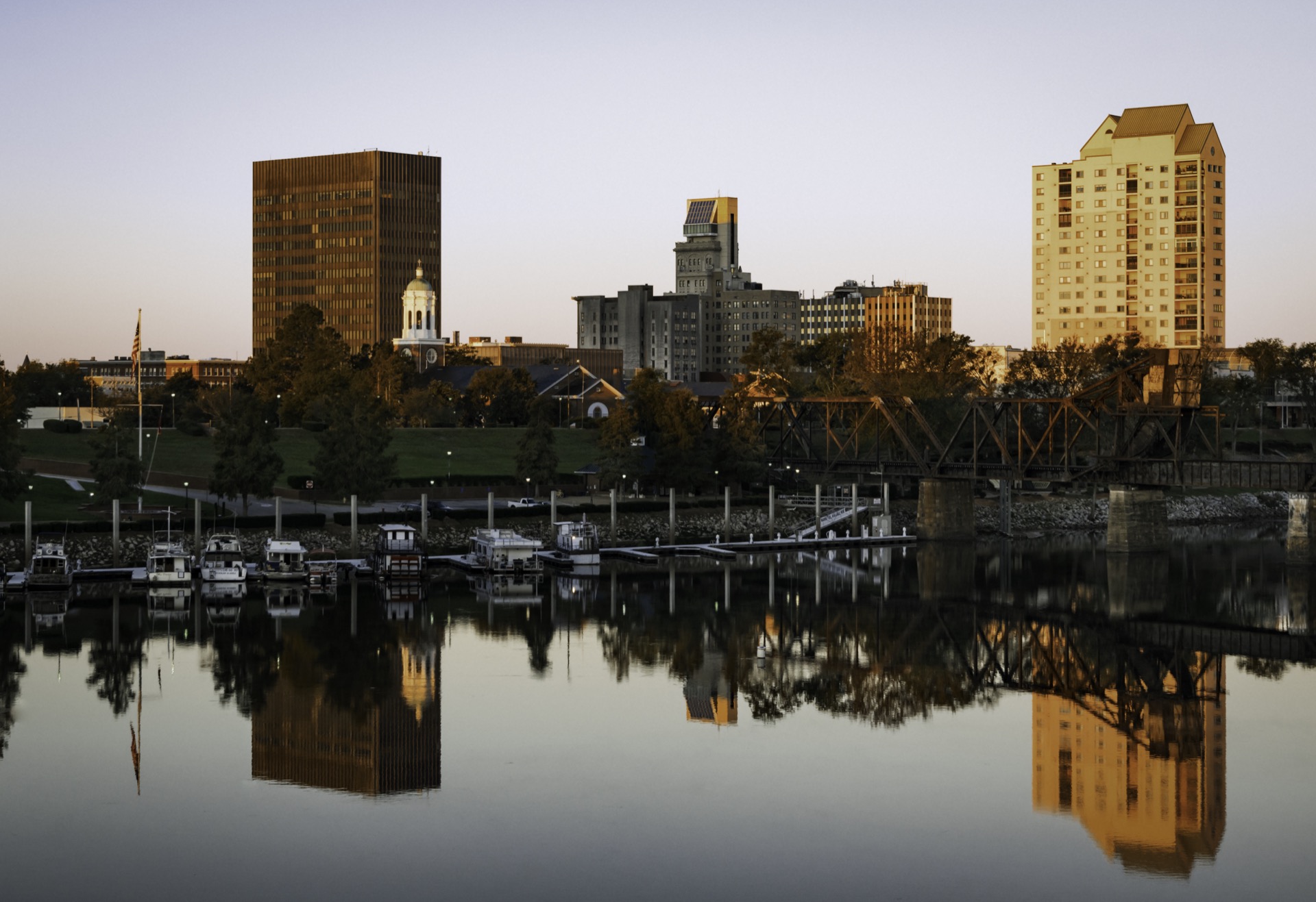 Downtown Augusta across the Savannah River, photographed from the Fifth Street Bridge